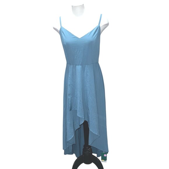 Halara Breezeful Strappy Backless Shirred Midi Assymetriacal Hem Dress Sz XL Blu - Picture 3 of 16
